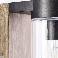 Lampe Cabar Außenwandleuchte holz dunkel/schwarz | 1x A60, E27, 40W, geeignet für Normallampen (nicht enthalten) | IP-Schutzart: 44 - spritzwassergeschützt ^ Brilliant Clearance