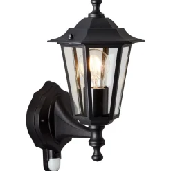 Lampe, Carleen Außenwandleuchte Bewegungsmelder schwarz, 1x A60, E27, 60W, IP-Schutzart: 23 - regengeschützt ^ Brilliant Online