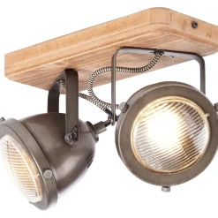 Brilliant Lampe Carmen Wood Spotbalken 2flg burned steel/holz | 2x PAR51, GU10, 5W, geeignet für Reflektorlampen (nicht enthalten) | Köpfe schwenkbar Outlet