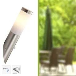 Brilliant Lampe Chorus Außenwandfackel Bewegungsmelder edelstahl | 1x A60, E27, 20W, geeignet für Normallampen (nicht enthalten) | IP-Schutzart: 44 - spritzwassergeschützt Hot