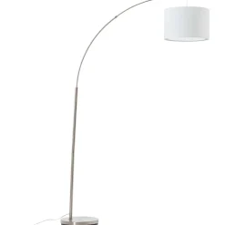 Lampe Clarie Bogenstandleuchte 1,8m eisen/weiß | 1x A60, E27, 60W, geeignet für Normallampen (nicht enthalten) | Mit Fußschalter ^ Brilliant Discount