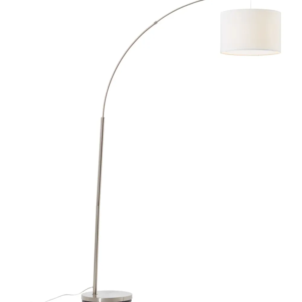 Lampe Clarie Bogenstandleuchte 1,8m eisen/weiß | 1x A60, E27, 60W, geeignet für Normallampen (nicht enthalten) | Mit Fußschalter ^ Brilliant Discount