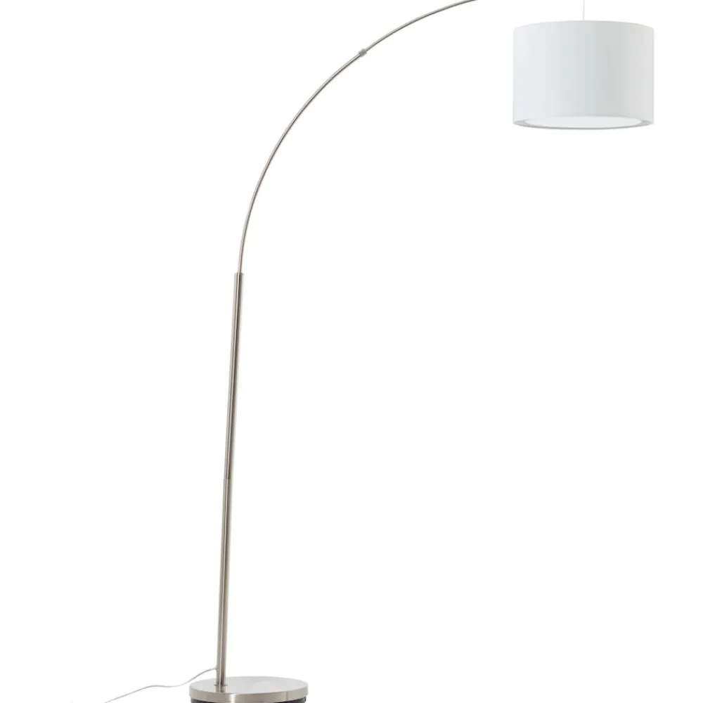 Lampe Clarie Bogenstandleuchte 1,8m eisen/weiß | 1x A60, E27, 60W, geeignet für Normallampen (nicht enthalten) | Mit Fußschalter ^ Brilliant Discount