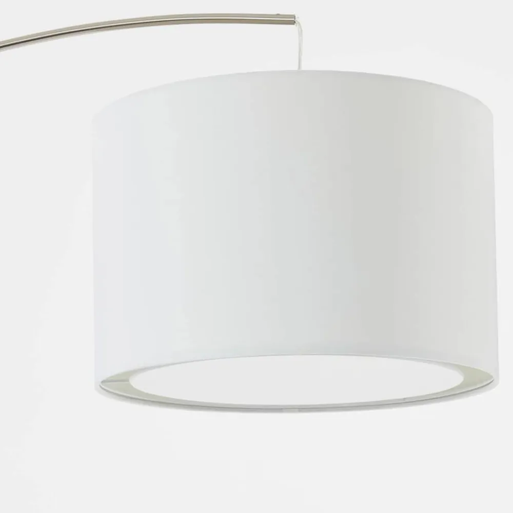 Lampe Clarie Bogenstandleuchte 1,8m eisen/weiß | 1x A60, E27, 60W, geeignet für Normallampen (nicht enthalten) | Mit Fußschalter ^ Brilliant Discount