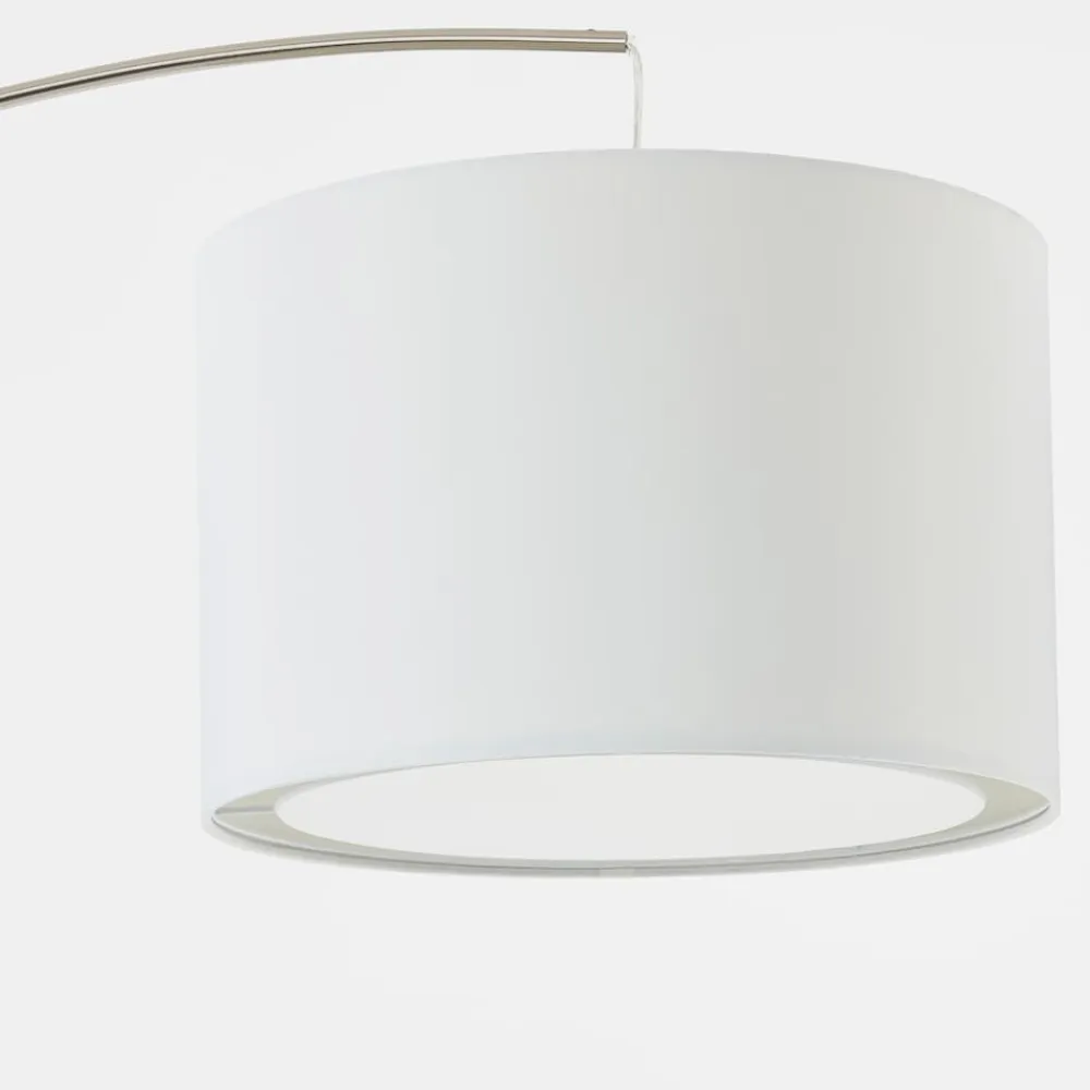 Lampe Clarie Bogenstandleuchte 1,8m eisen/weiß | 1x A60, E27, 60W, geeignet für Normallampen (nicht enthalten) | Mit Fußschalter ^ Brilliant Discount