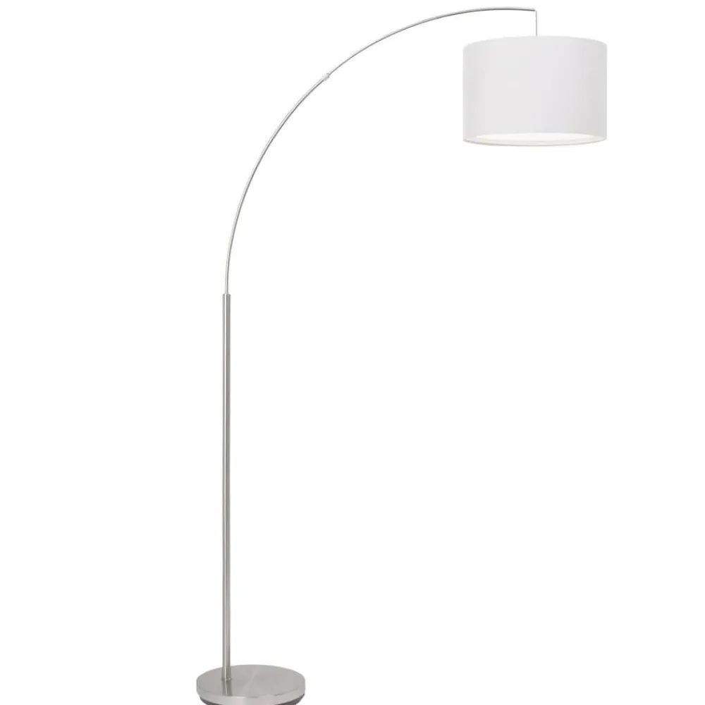 Lampe Clarie Bogenstandleuchte 1,8m eisen/weiß | 1x A60, E27, 60W, geeignet für Normallampen (nicht enthalten) | Mit Fußschalter ^ Brilliant Discount