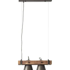 Lampe, Decca Pendelleuchte 2flg schwarz stahl, 2x A60, E27, 10W, Holz aus nachhaltiger Waldwirtschaft (FSC) ^ Brilliant Best