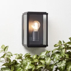 Lampe Gaia Außenwandleuchte schwarz | 1x A60, E27, 60W, geeignet für Normallampen (nicht enthalten) | IP-Schutzart: 44 - spritzwassergeschützt ^ Brilliant New