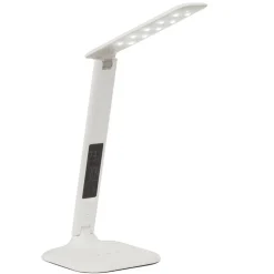 Lampe Glenn LED Schreibtischleuchte weiß | 1x 5W LED integriert SMD, 300lm, 2800-6500K | Stufenloser Touchdimmer / Lichtfarbe einstellbar | Mit Kalender- und Weckfunktion / Temperaturanzeige ^ Brilliant Outlet