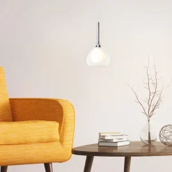 Brilliant Lampe Hadan Pendelleuchte 10cm chrom/weiß-transparent | 1x D45, E14, 40W, geeignet für Tropfenlampen (nicht enthalten) | In der Höhe einstellbar / Kabel kürzbar Outlet
