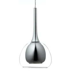 Lampe Hadan Pendelleuchte 3flg rauch/transparent/chrome | 3x D45, E14, 40W, geeignet für Tropfenlampen nicht enthalten | In der Höhe einstellbar / Kabel kürzbar | Für LED-Leuchtmittel geeign ^ Brilliant New