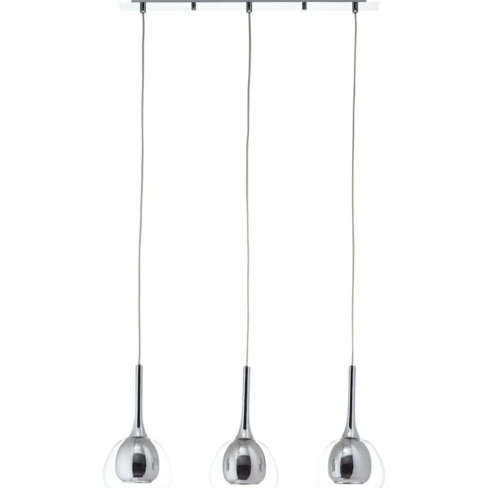 Lampe Hadan Pendelleuchte 3flg rauch/transparent/chrome | 3x D45, E14, 40W, geeignet für Tropfenlampen nicht enthalten | In der Höhe einstellbar / Kabel kürzbar | Für LED-Leuchtmittel geeign ^ Brilliant New