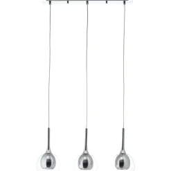 Lampe Hadan Pendelleuchte 3flg rauch/transparent/chrome | 3x D45, E14, 40W, geeignet für Tropfenlampen nicht enthalten | In der Höhe einstellbar / Kabel kürzbar | Für LED-Leuchtmittel geeign ^ Brilliant New