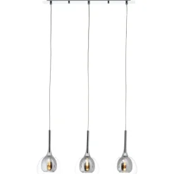 Lampe Hadan Pendelleuchte 3flg rauch/transparent/chrome | 3x D45, E14, 40W, geeignet für Tropfenlampen nicht enthalten | In der Höhe einstellbar / Kabel kürzbar | Für LED-Leuchtmittel geeign ^ Brilliant New