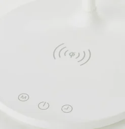 Lampe, Joni LED Tischleuchte mit Induktionsladeschale weiß, 1x LED integriert, 4.5W LED integriert, (326lm, 3000-5400K), Kabelloses Aufladen von mobilen Geräten ^ Brilliant Outlet