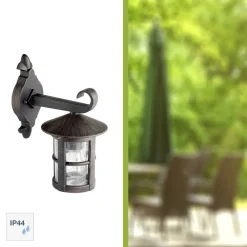 Lampe Jordy Außenwandleuchte hängend schwarz-rost-braun/gewischt | 1x A60, E27, 60W, geeignet für Normallampen (nicht enthalten) | IP-Schutzart: 44 - spritzwassergeschützt ^ Brilliant New