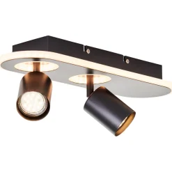 Brilliant Lampe, Kimon LED Spotbalken 2flg schwarz, 2x PAR51, GU10, 5W geeignet für Reflektorlampen, Köpfe schwenkbar Best
