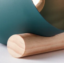 Lampe, Koji Tischleuchte türkis, Metall/Holz, 1x A60, E27, 25W,Normallampen (nicht enthalten) ^ Brilliant