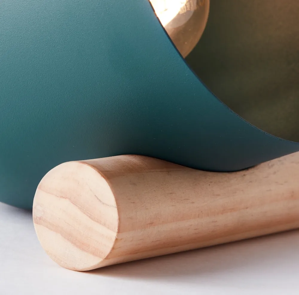 Lampe, Koji Tischleuchte türkis, Metall/Holz, 1x A60, E27, 25W,Normallampen (nicht enthalten) ^ Brilliant