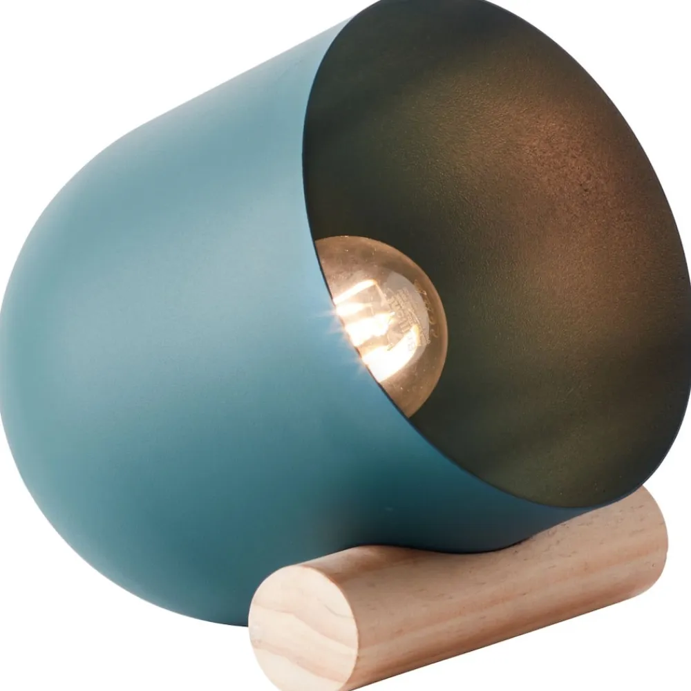 Lampe, Koji Tischleuchte türkis, Metall/Holz, 1x A60, E27, 25W,Normallampen (nicht enthalten) ^ Brilliant