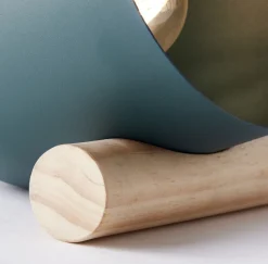 Lampe, Koji Tischleuchte türkis, Metall/Holz, 1x A60, E27, 25W,Normallampen (nicht enthalten) ^ Brilliant