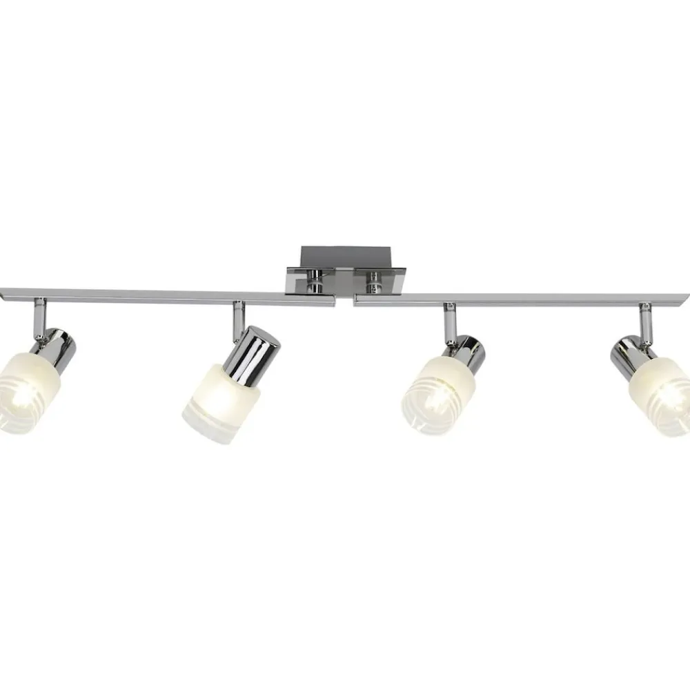 Lampe Lea LED Spotrohr 4flg eisen/chrom/weiß | 4x LED-D45, E14, 4W LED-Tropfenlampe inklusive, 450lm, 2700K | Arme drehbar | Energiesparend und langlebig durch LED-Einsatz ^ Brilliant Sale
