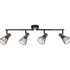 Brilliant Lampe Manama Spotrohr 4flg holz dunkel/schwarz matt | 4x D45, E14, 18W, geeignet für Tropfenlampen (nicht enthalten) | Köpfe schwenkbar / Arme schwenkbar Outlet
