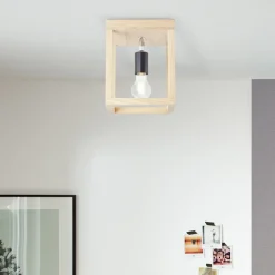 Brilliant Lampe, Nerea Deckenleuchte 1flg eiche geölt, Holz/Metall, 1x A60, E27, 15W,Normallampen (nicht enthalten) New