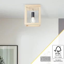 Brilliant Lampe, Nerea Deckenleuchte 1flg eiche geölt, Holz/Metall, 1x A60, E27, 15W,Normallampen (nicht enthalten) New