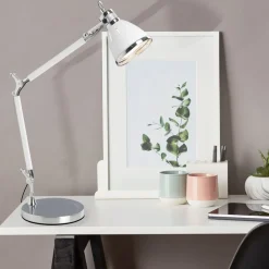 Brilliant Lampe Octavia Tischleuchte chrom/weiß | 1x A60, E27, 40W, geeignet für Normallampen (nicht enthalten) | Mit Schnurzwischenschalter Online