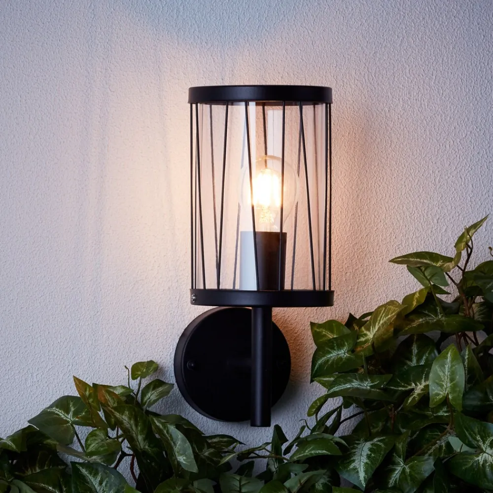 Brilliant Lampe Reed Außenwandleuchte stehend schwarz matt | 1x A60, E27, 60W, geeignet für Normallampen (nicht enthalten) | IP-Schutzart: 44 - spritzwassergeschützt Hot