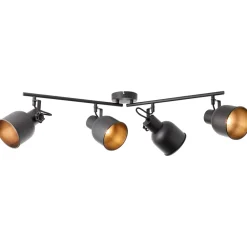 Lampe, Rolet Spotrohr 4flg sand schwarz, Metall, 4x D45, E14, 18W,Tropfenlampen (nicht enthalten) ^ Brilliant Discount