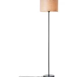 Lampe, Romm Standleuchte 1flg holz hell/schwarz, 1x A60, E27, 52W, Mit Fußschalter ^ Brilliant Discount