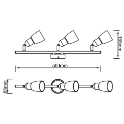 Brilliant Lampe Sofia Spotrohr 3flg eisen/chrom/weiß | 3x D45, E14, 40W, geeignet für Tropfenlampen (nicht enthalten) | Köpfe schwenkbar Online