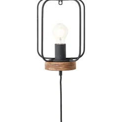Lampe, Tosh Wandleuchte mit Zuleitung antik holz/schwarz korund, 1x A60, E27, 40W, Holz aus nachhaltiger Waldwirtschaft (FSC) ^ Brilliant Best