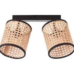 Lampe, Wiley Spotbalken 2flg holz hell/schwarz, 2x D45, E14, 60W, Köpfe schwenkbar ^ Brilliant Hot