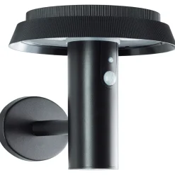 LED Außen-Wandleuchte Alvero Außenlampe mit Solar, 21 cm, 500 lm, 3000 K, Metall, schwarz ^ Brilliant Best