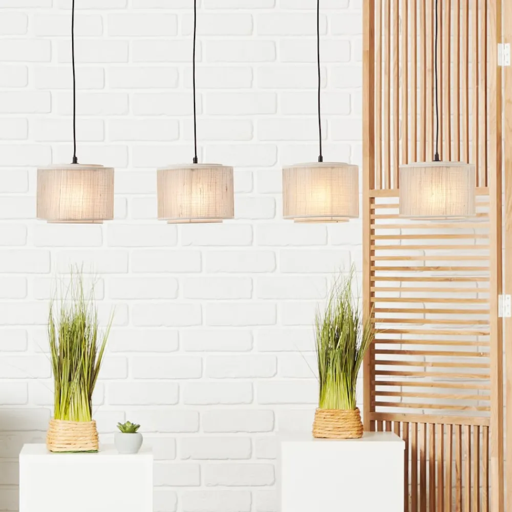 Brilliant Odar Pendelleuchte 4flg schwarz/beige | 4x A60, E27, 42W, geeignet für Normallampen (nicht enthalten) Best