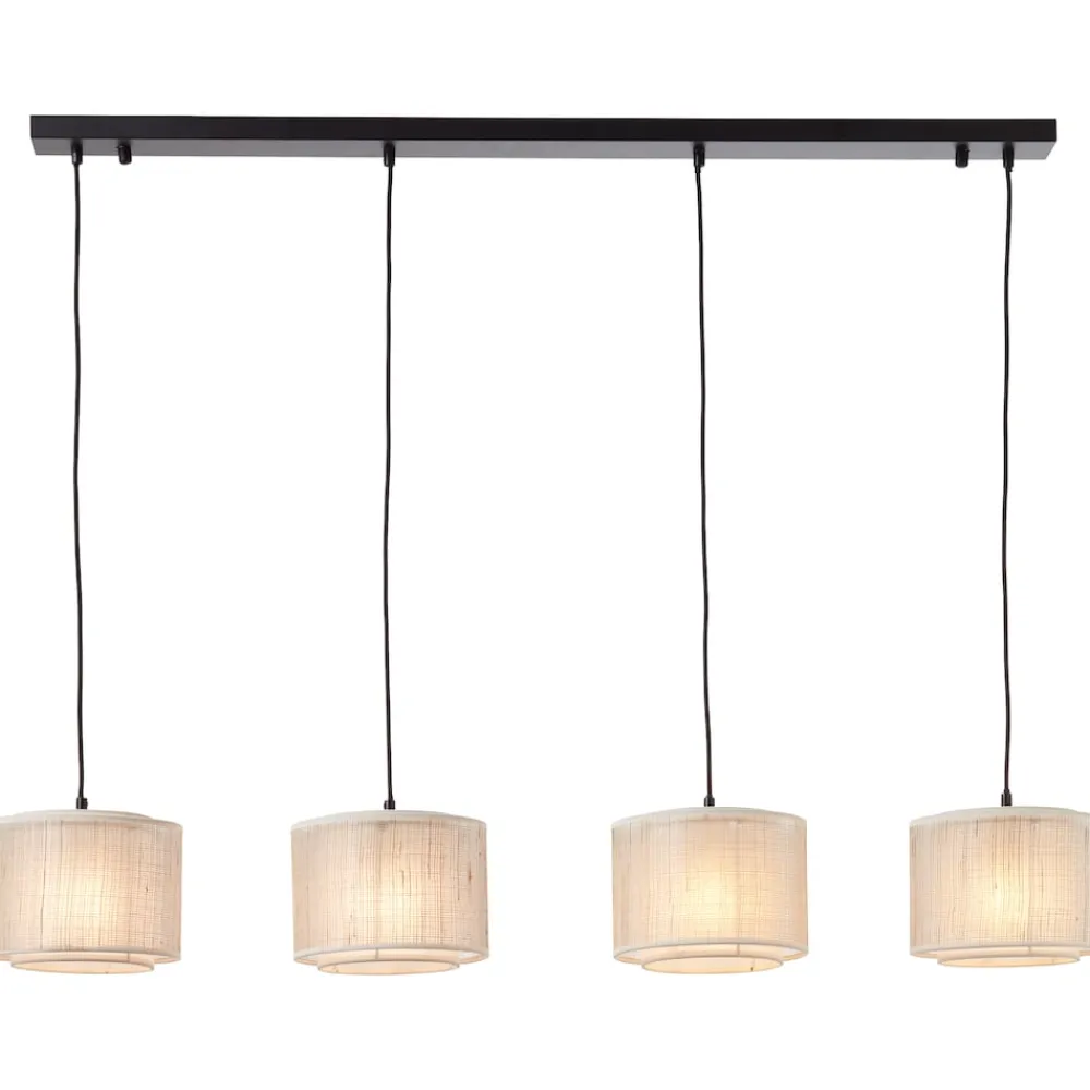 Brilliant Odar Pendelleuchte 4flg schwarz/beige | 4x A60, E27, 42W, geeignet für Normallampen (nicht enthalten) Best