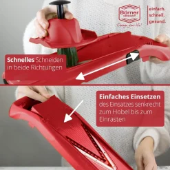 Börner Gemüsehobel V5 Powerline Profi Set Gurkenhobel Krauthobel Pommesschneider Gemüseschneider Obstreibe vegan Grün Sale