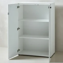 Büro-Set MUENCHEN 3-teilig | 2 Kommode x Regal | Glas Front & Abschließbar ^ KADIMA DESIGN Hot
