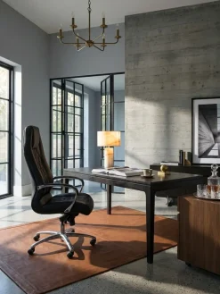 Bürostuhl Echtleder mit hoher Rückenlehne und Kopfstütze MONTEREY, 70x67x136 cm ^ KADIMA DESIGN Outlet