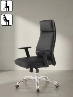 KADIMA DESIGN Bürostuhl Echtleder mit Kopfstütze und Wippmechanik Ergonomisch Drehbar PORTO Best