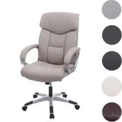 Bürostuhl -A71, Chefsessel Drehstuhl, Kunstleder MVG-zertifiziert ~ taupe-grau-grau ^ MCW Best