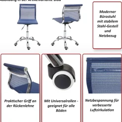 MCW Bürostuhl -K53, Drehstuhl Schreibtischstuhl Computerstuhl, Netzbezug Stoff/Textil ~ weinrot Discount