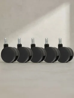 KADIMA DESIGN Bürostuhlrollen 5er-Set Polyurethan Schwarz Ø60mm 11mm-Stift für Weichboden Sale