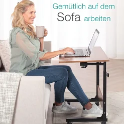 Büro- und Beistelltisch, höhenverstellbar 65,5-90 cm, mit Rollen, ^ eloneo Discount