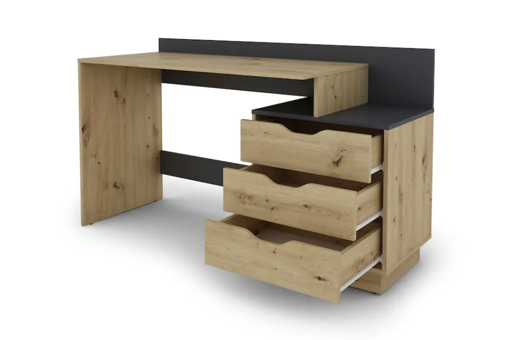 byLIVING Schreibtisch BELFAST, Breite 138 cm, Artisan Eiche/anthrazit Artisan Eiche (Eiche-Optik) Outlet
