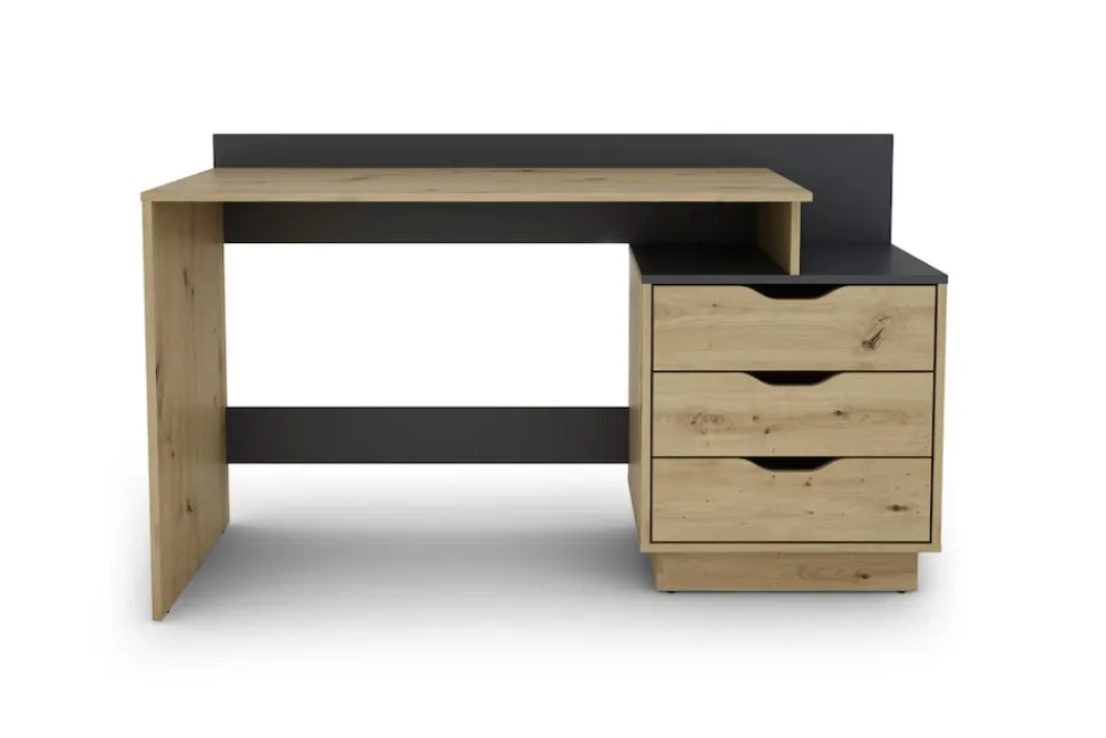 byLIVING Schreibtisch BELFAST, Breite 138 cm, Artisan Eiche/anthrazit Artisan Eiche (Eiche-Optik) Outlet
