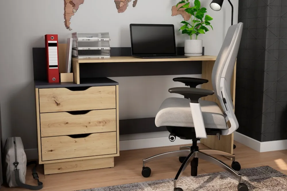 byLIVING Schreibtisch BELFAST, Breite 138 cm, Artisan Eiche/anthrazit Artisan Eiche (Eiche-Optik) Outlet